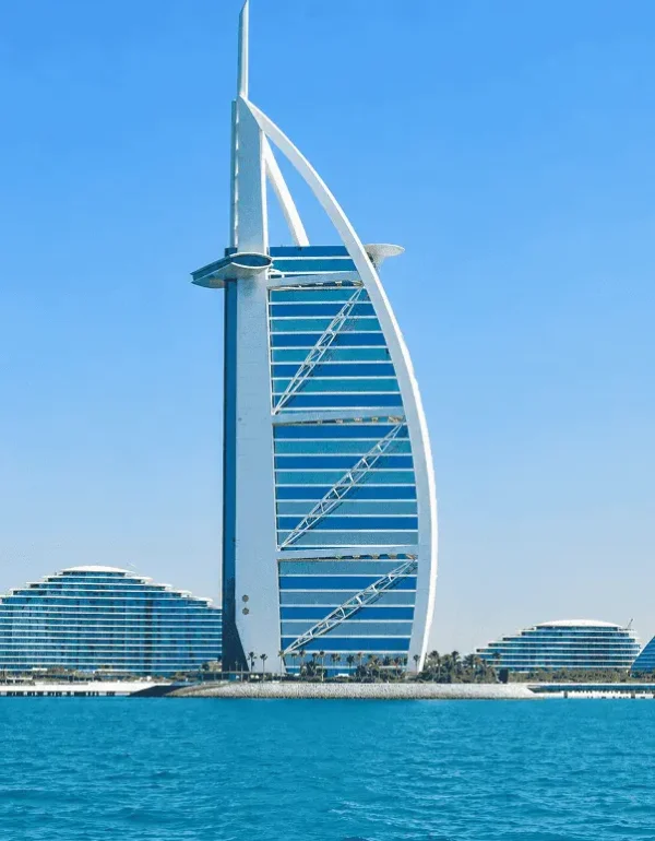 view of burj al arab from the sea